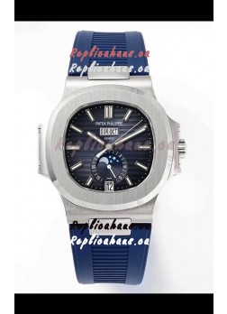 Patek Philippe Nautilus 5726A 1:1 Mirror Swiss Watch Blue Dial Rubber Strap
