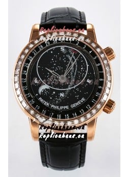 Patek Philippe 6104R Grand Complications Superclone Watch in Rose Gold - Diamonds Bezel 