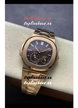 Patek Philippe Super Clone Nautilus 5712/R 1:1 Quality Watch in Brown Dial Gold Strap