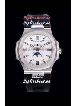 Patek Philippe Nautilus 5726A 1:1 Mirror Swiss Watch White Dial Rubber Strap 