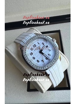 Patek Philippe Aquanaut 5267 Swiss Replica White Dial in Stainless Steel Diamonds Bezel 38.5MM