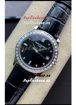 Patek Philippe Calatrava 5298P-012 in Black Dial 1:1 Mirror Replica 904L Steel Swiss Watch