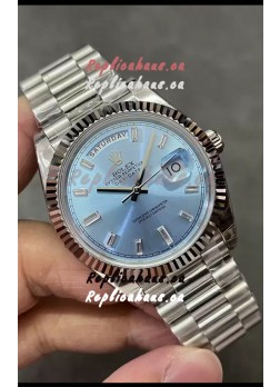 Rolex Day Date Presidential Stainless Steel ICE Blue Dial Watch 40MM - 1:1 Mirror Quality