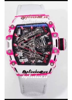 Richard Mille RM38-02 White/Pink Carbon Bubba Watson White Nylon Tourbillon Movement 1:1 Mirror Replica