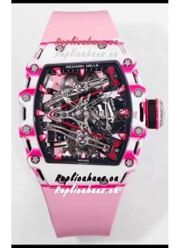 Richard Mille RM38-02 White/Pink Carbon Bubba Watson Pink Rubber Tourbillon Movement 1:1 Mirror Replica