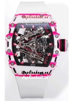 Richard Mille RM38-02 White/Pink Carbon Bubba Watson White Rubber Tourbillon Movement 1:1 Mirror Replica
