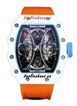 Richard Mille RM53-01 Pablo Mac Donough White TPT CASE White Orange Nylon Swiss Replica Watch