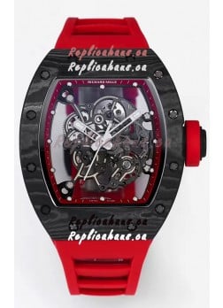 Richard Mille RM055 Black Carbon Casing Red Rubber 1:1 Superclone Genuine Tourbillon Watch 