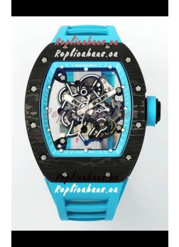 Richard Mille RM055 Black Carbon Casing Blue Rims 1:1 Superclone Genuine Tourbillon Watch 