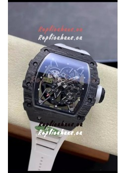 Richard Mille RM35-02 Rafael Nadal Black Carbon White Strap with Genuine Tourbillon Super Clone Watch