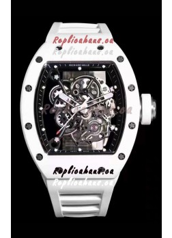 Richard Mille RM055 White Ceramic Casing 1:1 Mirror Replica Watch in White Strap