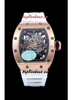 Richard Mille RM035 AMERICAS 18K Rose Gold Replica Watch in White Strap