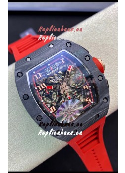 Richard Mille RM011 Felipe Massa 1:1 Mirror Black Forged Carbon Case Red Strap