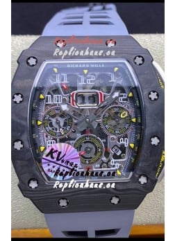 Richard Mille RM011 Felipe Massa 1:1 Mirror Black Forged Carbon Case Grey Strap