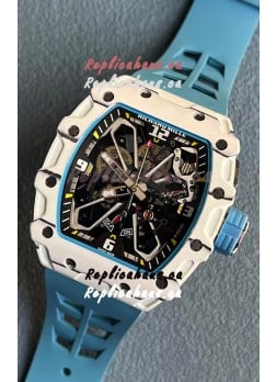 Richard Mille RM35-03 Rafael Nadal Edition White Carbon Fiber Casing 1:1 Mirror Replica Watch in Blue Strap