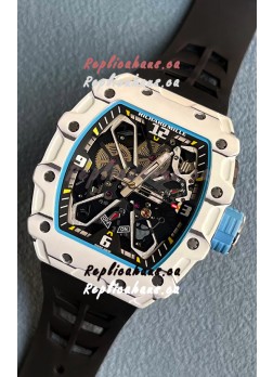 Richard Mille RM35-03 Rafael Nadal Edition White Carbon Fiber Casing 1:1 Mirror Replica Watch in Black Strap