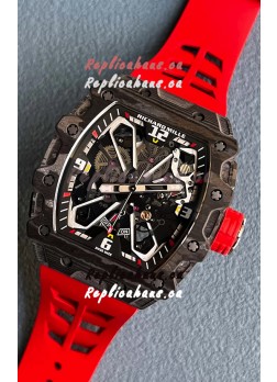 Richard Mille RM35-03 Rafael Nadal Edition Black Carbon Fiber Casing 1:1 Mirror Replica Watch in Red Strap