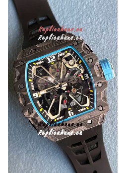 Richard Mille RM35-03 Rafael Nadal Edition Black Carbon Fiber Casing 1:1 Mirror Replica Watch in Black Strap