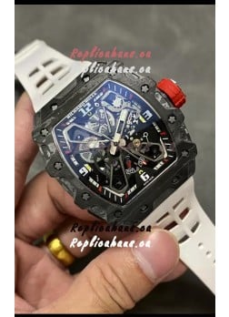 Richard Mille RM35-03 Rafael Nadal Edition Black Carbon Fiber Casing 1:1 Mirror Replica Watch in White Strap