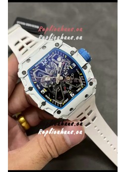 Richard Mille RM35-03 Rafael Nadal Edition White Carbon Fiber Casing 1:1 Mirror Replica Watch in White Strap