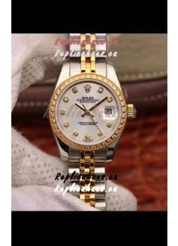 Rolex Datejust Ladies 28MM Cal.3135 Movement Swiss Replica in 904L Steel Yellow Gold 2 Tone Case