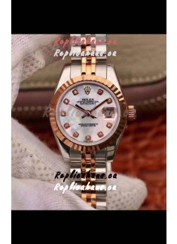 Rolex Datejust Ladies 28MM Cal.3135 Movement Swiss Replica in 904L Steel Rose Gold 2 Tone Case