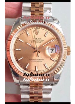 Rolex Datejust 36MM Cal.3135 Movement Swiss Replica Watch in 904L Steel Two Tone Casing Gold Dial