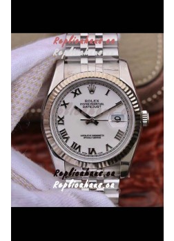 Rolex Datejust 36MM Cal.3135 Movement Swiss Replica Watch in 904L Steel Casing in White Roman Dial