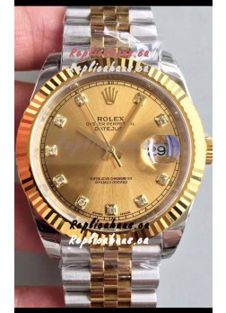 Rolex Datejust 41MM Cal.3135 Movement Swiss Replica Watch in 904L Steel Two Tone Gold Dial