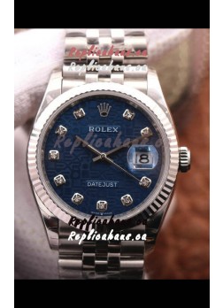 Rolex Datejust 36MM Cal.3135 Movement Swiss Replica Watch in 904L Steel Blue Computer Dial 