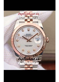 Rolex Datejust 41MM Cal.3135 Movement Swiss Replica Watch in 904L Steel Two Tone Pearl Dial