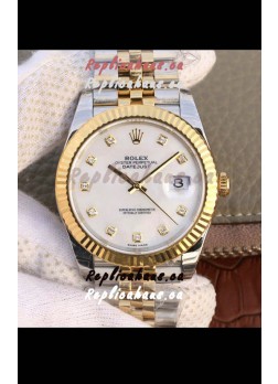 Rolex Datejust 41MM Cal.3135 Movement Swiss Replica Watch in 904L Steel Two Tone Pearl Dial