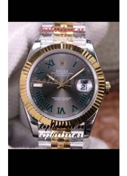 Rolex Datejust 41MM Cal.3135 Movement Swiss Replica Watch in 904L Steel Two Tone Grey Dial 