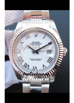 Rolex Datejust 41MM Cal.3135 Movement Swiss Replica Watch in 904L Steel Roman White Dial
