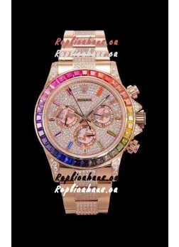 Rolex Daytona ICED OUT Rose Gold Watch Original Cal.4130 Movement - 1:1 Mirror 904L Steel Watch 
