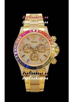 Rolex Daytona ICED OUT Yellow Gold Watch Original Cal.4130 Movement - 1:1 Mirror 904L Steel Watch 