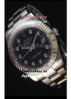 Rolex Datejust Japanese Replica Watch - Black Dial in 41MM with Oyster Strap
