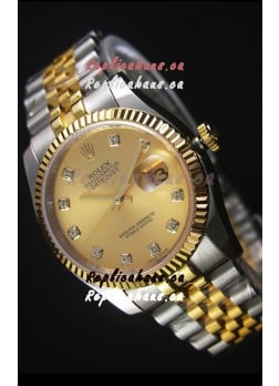 Rolex Datejust Replica Japanese Watch -  Two Tone Plating with Gold Dial in 36MM Casing