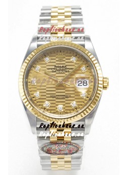 Rolex Super Clone Datejust ETA 3235 Movement 36MM Two Tone Yellow Gold Swiss Fluted Dial