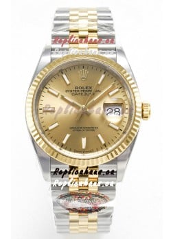 Rolex Super Clone Datejust ETA 3235 Movement 36MM Two Tone Yellow Gold Swiss Gold Dial