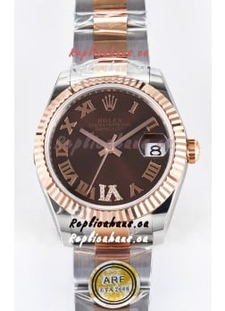 Rolex Super Clone Datejust ETA 2688 Movement 31MM Two Tone Rose Gold Swiss Brown Dial