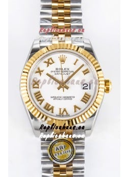 Rolex Super Clone Datejust ETA 2688 Movement 31MM Two Tone Yellow Gold Swiss White Dial