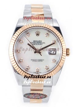 Rolex Datejust M126333 41MM ETA3235 72 Hours Power Pearl Dial Oyster 1:1 Mirror Replica Rose Gold 904L Steel