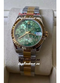 Rolex Datejust M278273 31MM Swiss Replica in Two Tone Yellow Gold - Green Motif Dial 1:1 Mirror Quality