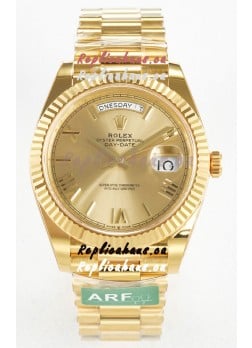 Rolex Day Date Super Clone 18K Yellow Gold Watch 40MM - Gold Dial 1:1 Mirror Quality