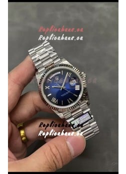 Rolex Day Date Presidential Stainless Steel Navy Blue Dial Watch 40MM - 1:1 Mirror Quality