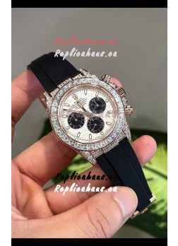 Rolex Daytona Super Clone White Gold Casing Meteorite Dial Cal.4131 Movement Watch Custom Sapphires Bezel