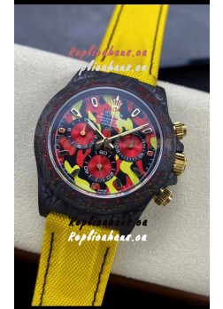 Rolex Daytona DiW Military Yellow Edition Watch - Forged Cabon Casing 1:1 Mirror Replica