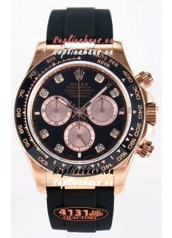 Rolex Cosmograph Daytona M126515 Rose Gold Black Diamonds Dial Original Cal.4131 Movement Watch 
