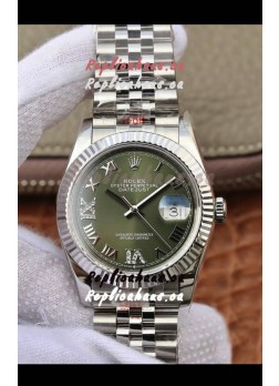 Rolex Datejust 36MM ETA-3135 Movement Swiss Replica in 904L Steel in Green Dial 
